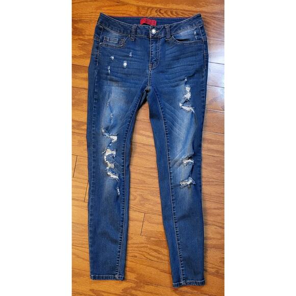 Wax Jean Butt I Love You Jeans Womens Size 7 Low Rise Medium Wash Distressed - Picture 9 of 14